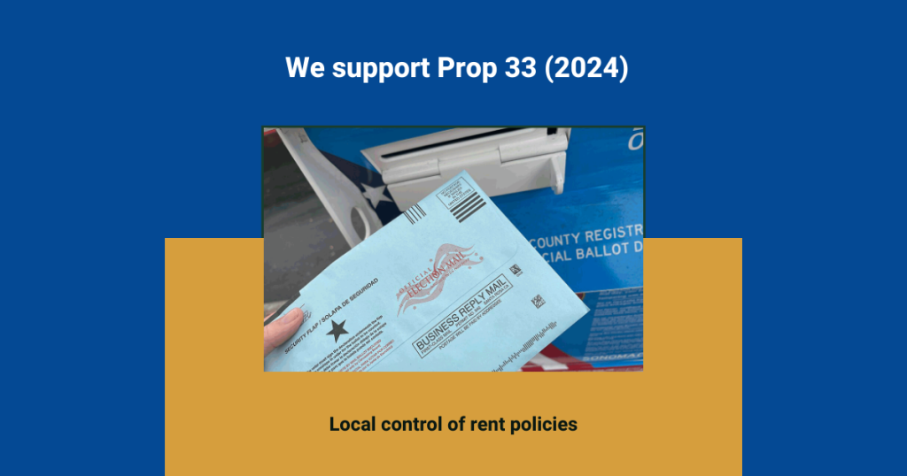 Graphic showing the words We support Prop 33 (2024)