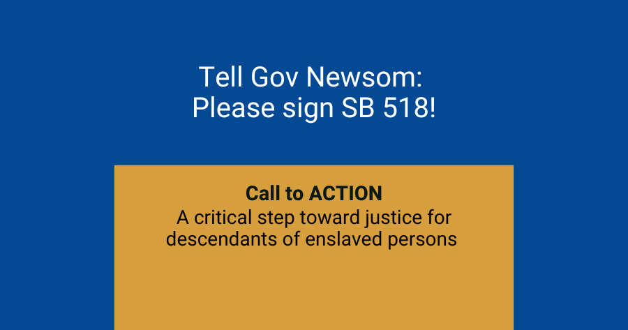 Text based graphic urging Governor Newsom to sign SB 518